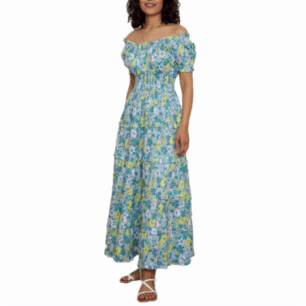Pink City Prints Rah Rah Long Dress - Retro Floral